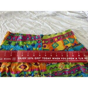 Vintage Oscar De La Renta Expressions Colorful Silk Geometric Print Skort Size L